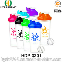 Botella plástica libre de la coctelera de la proteína de la venta 600ml BPA (HDP-0301)